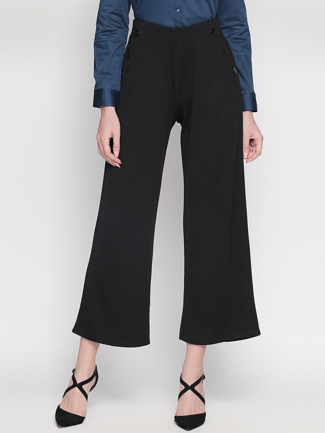 

Annabelle by Pantaloons Women Black Regular Fit Solid Knitted Regular Trousers
