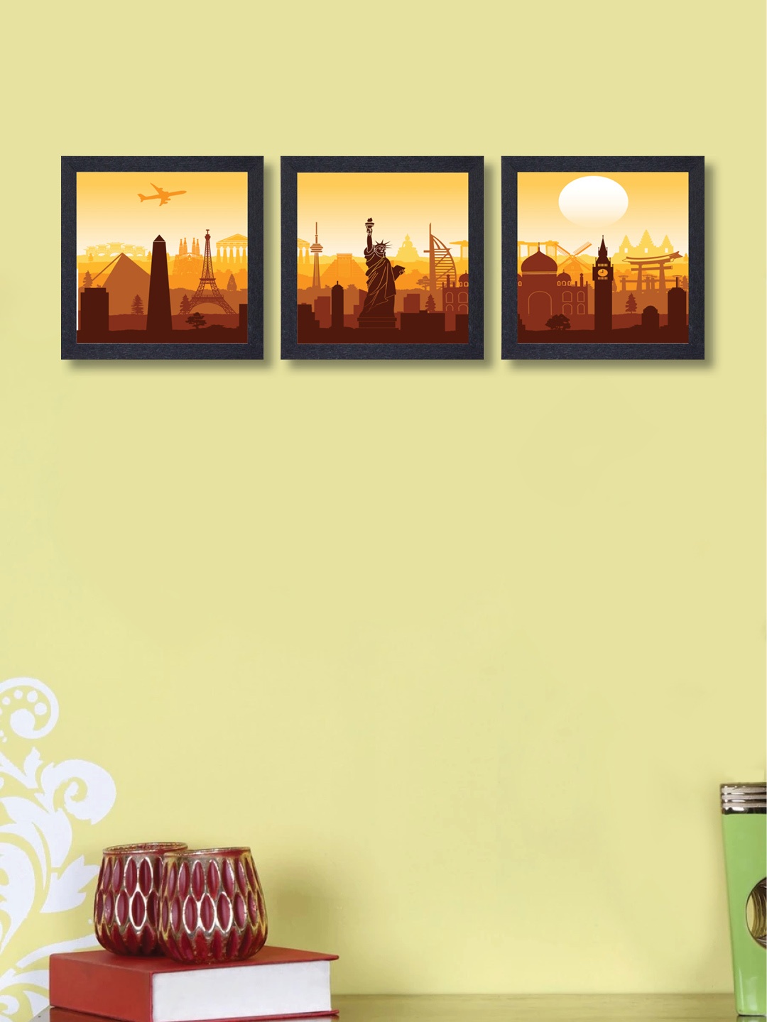 

nest ART Set of 3 Multicoloured Synthetic Wood Wall Art, Multi