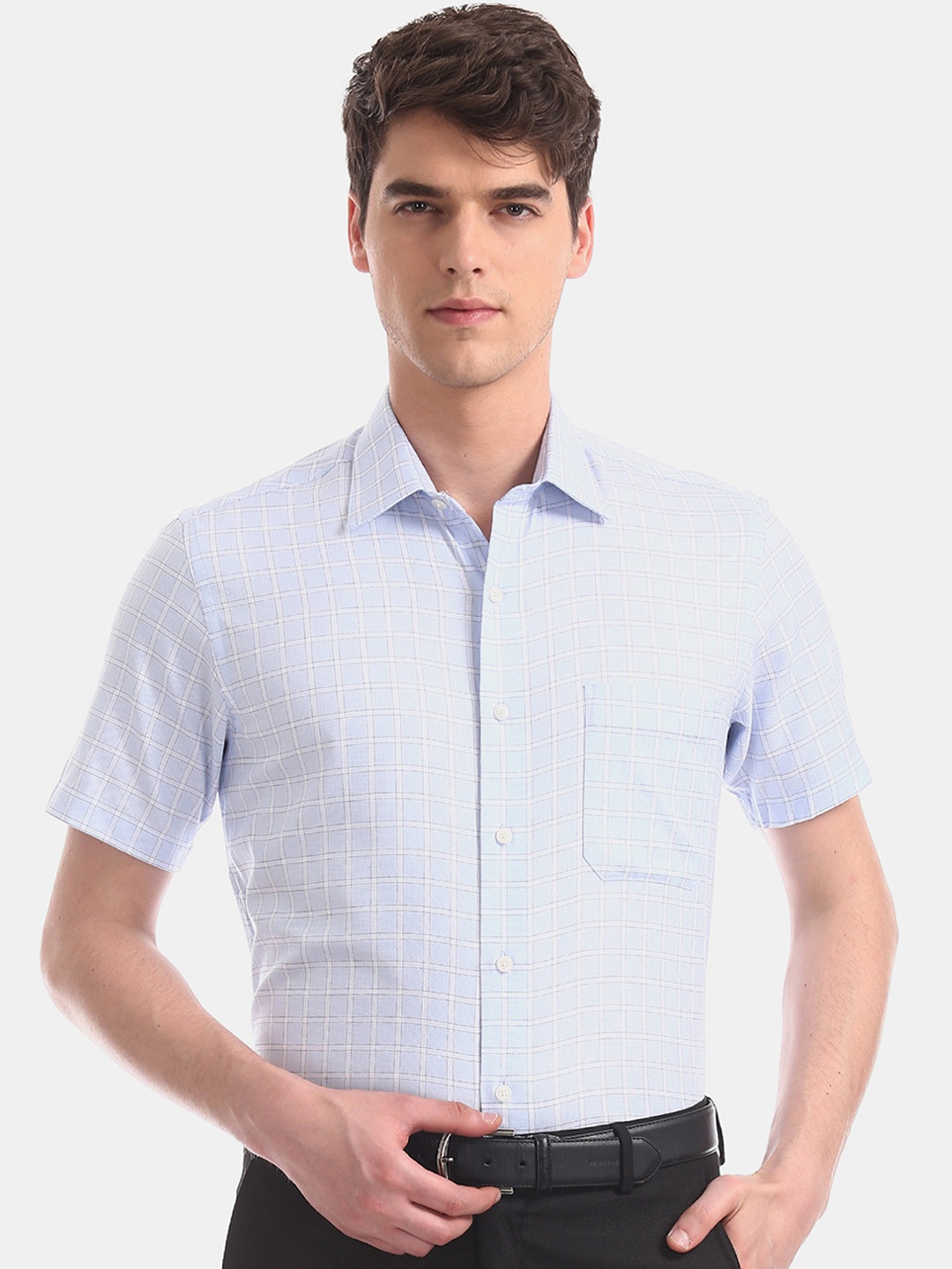 

Arrow Men Blue Regular Fit Checked Formal Shirt