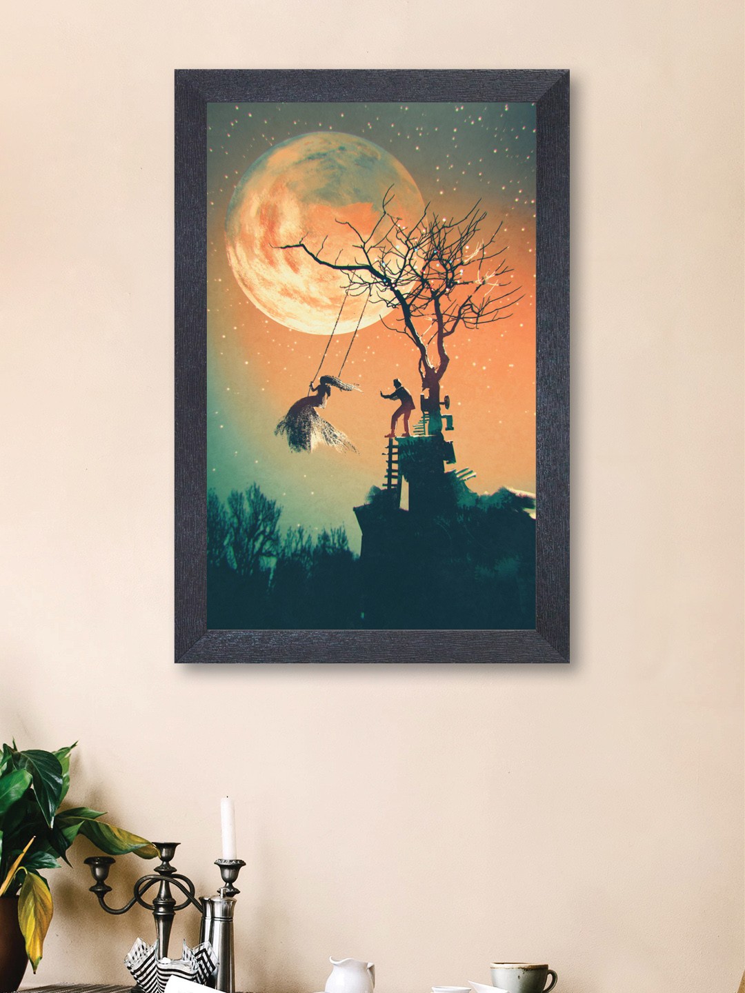 

nest ART Synthetic Wood Romance Lovers Wall Art, Green