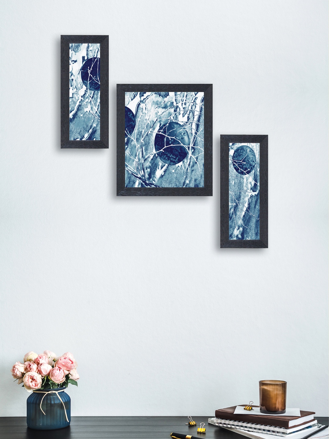

nest ART Set of 3 Blue Synthetic Wood Wall Art