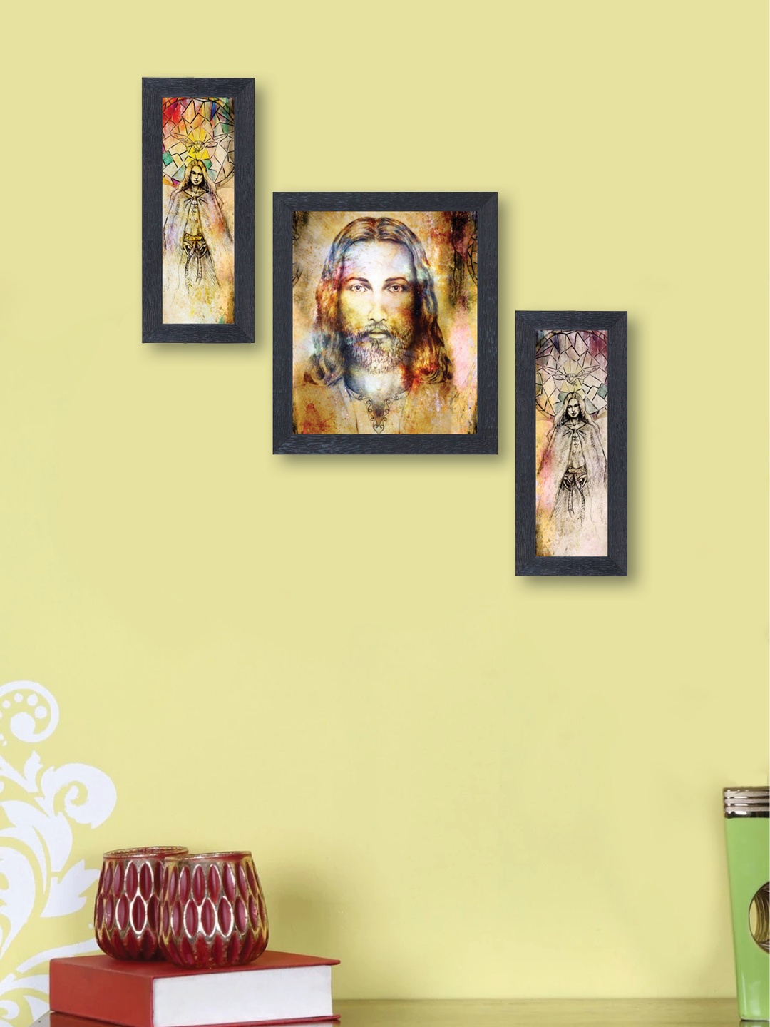 nest ART Set of 3 Multicoloured Synthetic Wood Wall Art, Multi