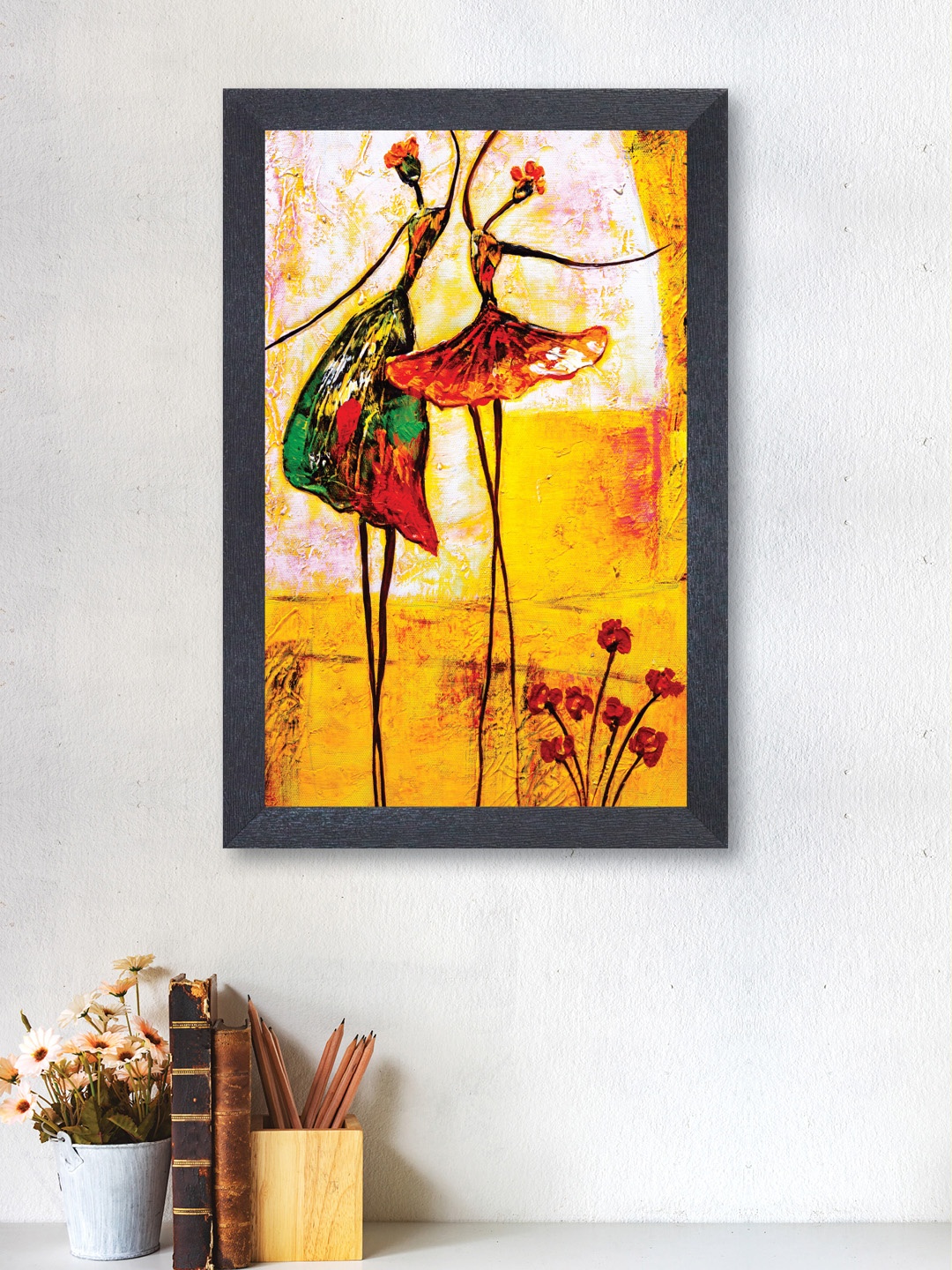 

nest ART Yellow Synthetic Wood Sizzling Dancers Wall Art