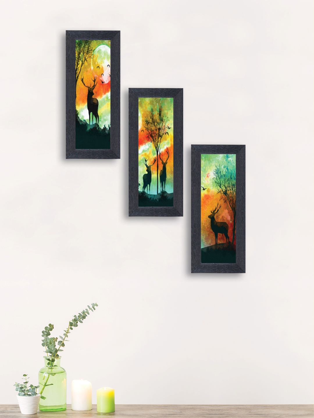 

nest ART Set of 3 Multicoloured Synthetic Wood Wall Art, Multi