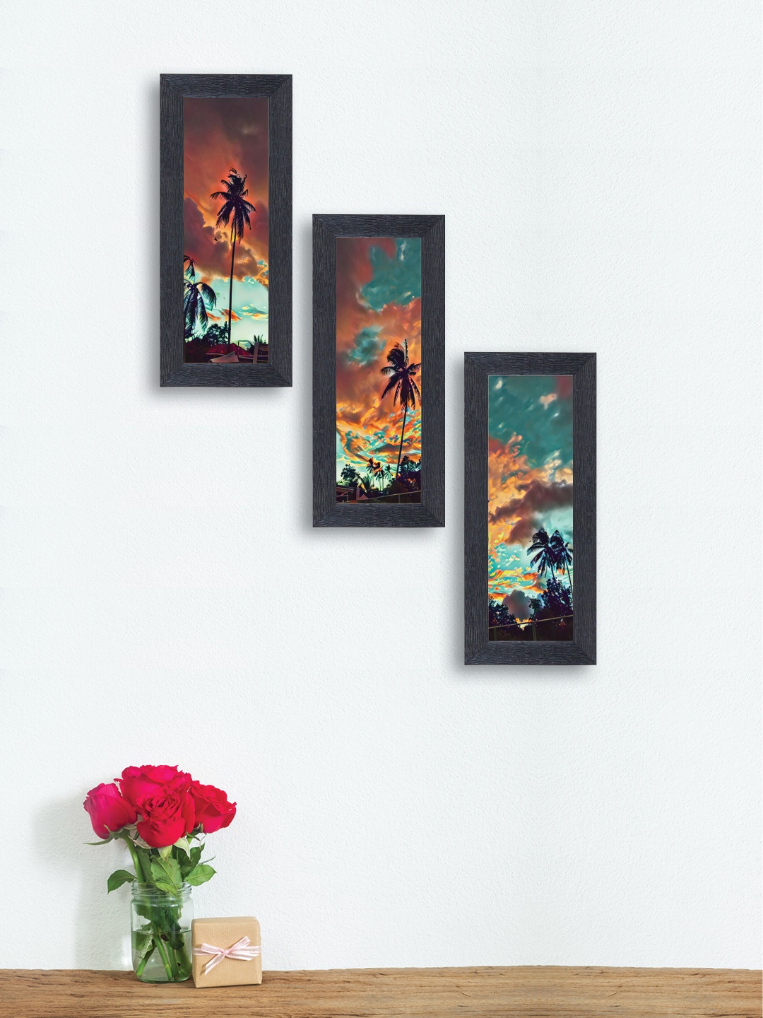 nest ART Set of 3 Multicoloured Synthetic Wood Wall Art, Multi
