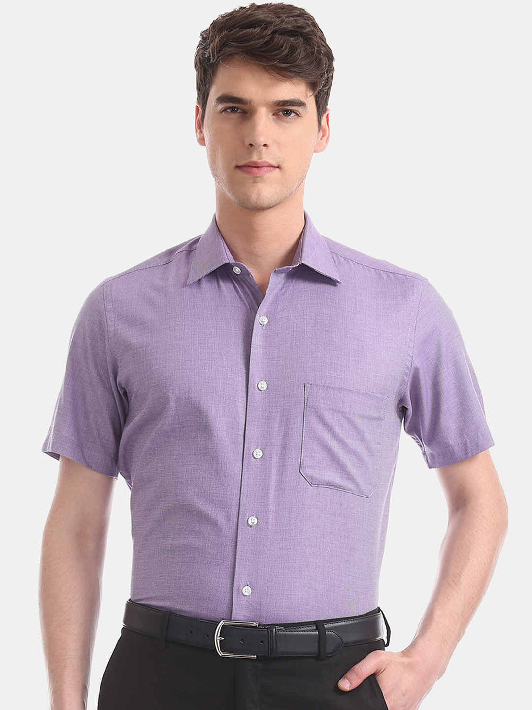 

Arrow Men Purple Regular Fit Self Design Formal Shirt
