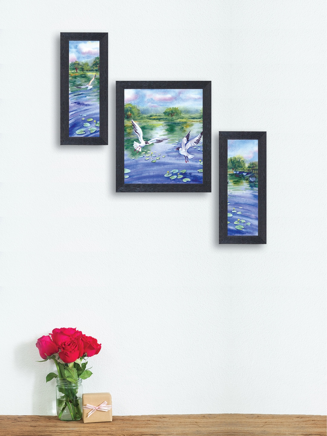 

nest ART Set of 3 Multicoloured Synthetic Wood Wall Art, Multi