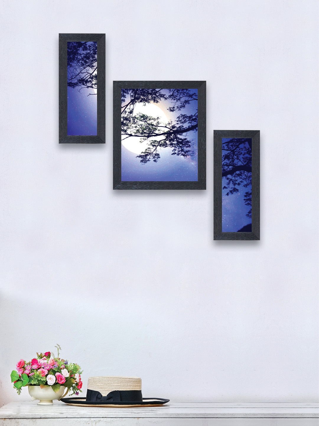 

nest ART Set of 3 Blue & White Synthetic Wood Wall Art