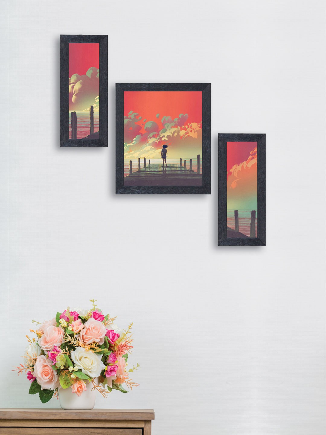 

nest ART Set of 3 Multicoloured Synthetic Wood Wall Art, Multi