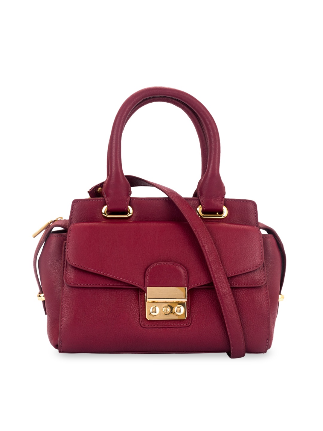 

Eske Maroon Solid Leather Handheld Bag