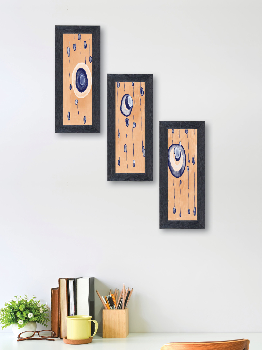 

nest ART Set of 3 Multicoloured Synthetic Wood Wall Art, Multi