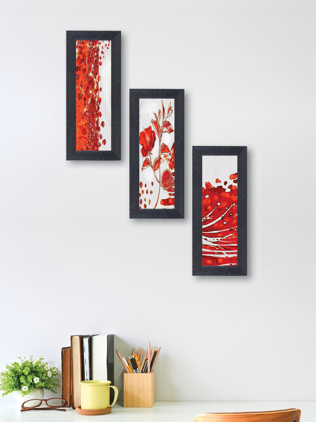 

nest ART Set of 3 Synthetic Wood Wall Art, Orange
