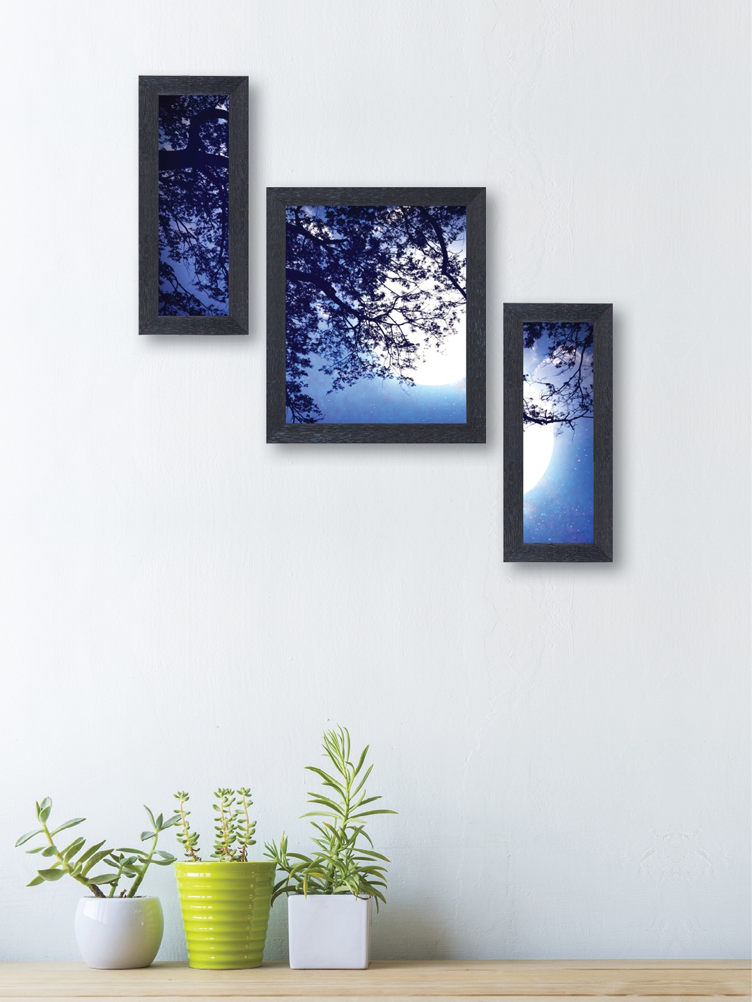 

nest ART Set of 3 Blue & White Synthetic Wood Wall Art