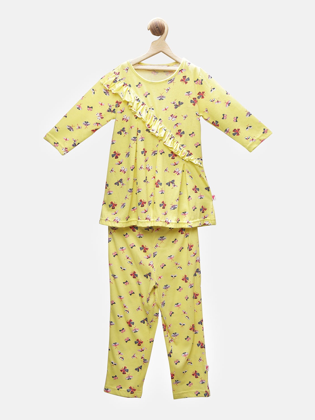 

First Kick Girls Yellow Printed Top with Capris