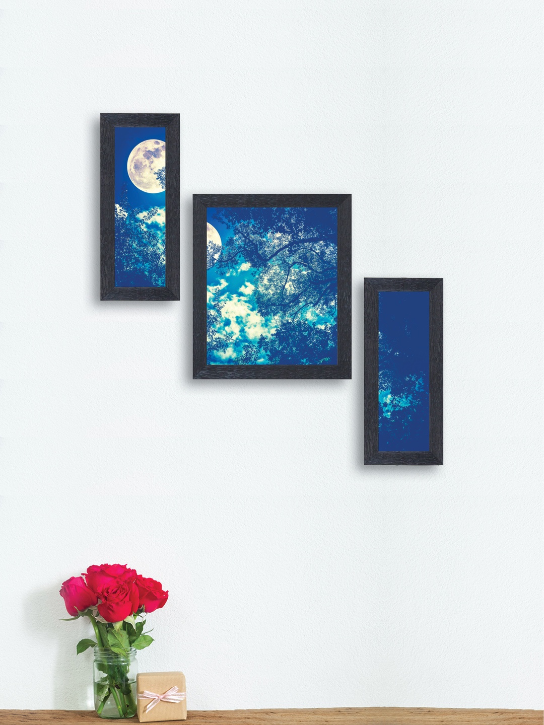 

nest ART Set of 3 Blue & White Synthetic Wood Wall Art