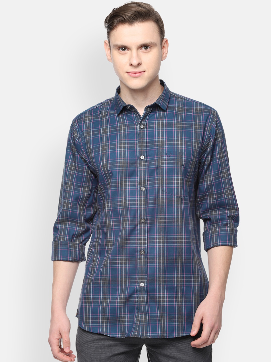 

Allen Solly Men Blue Slim Fit Checked Casual Shirt