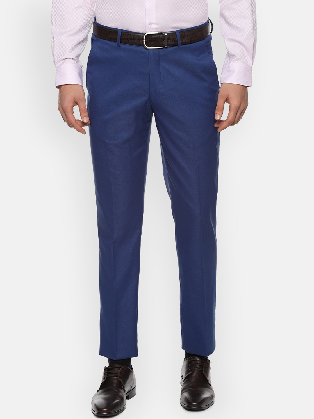 

Louis Philippe Men Blue Slim Fit Self Design Formal Trousers
