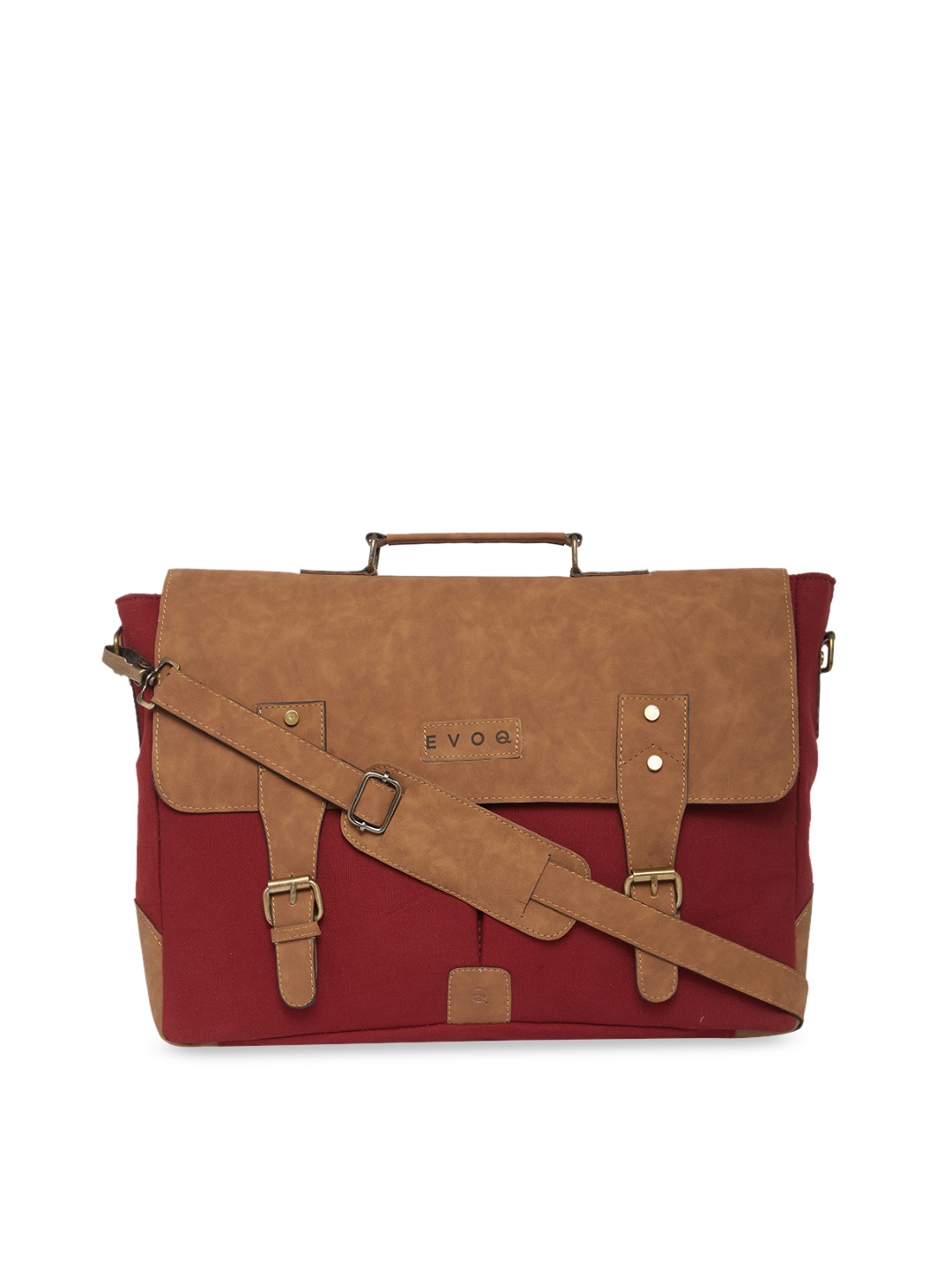 

EVOQ Unisex Red & Brown Colourblocked Laptop Bag