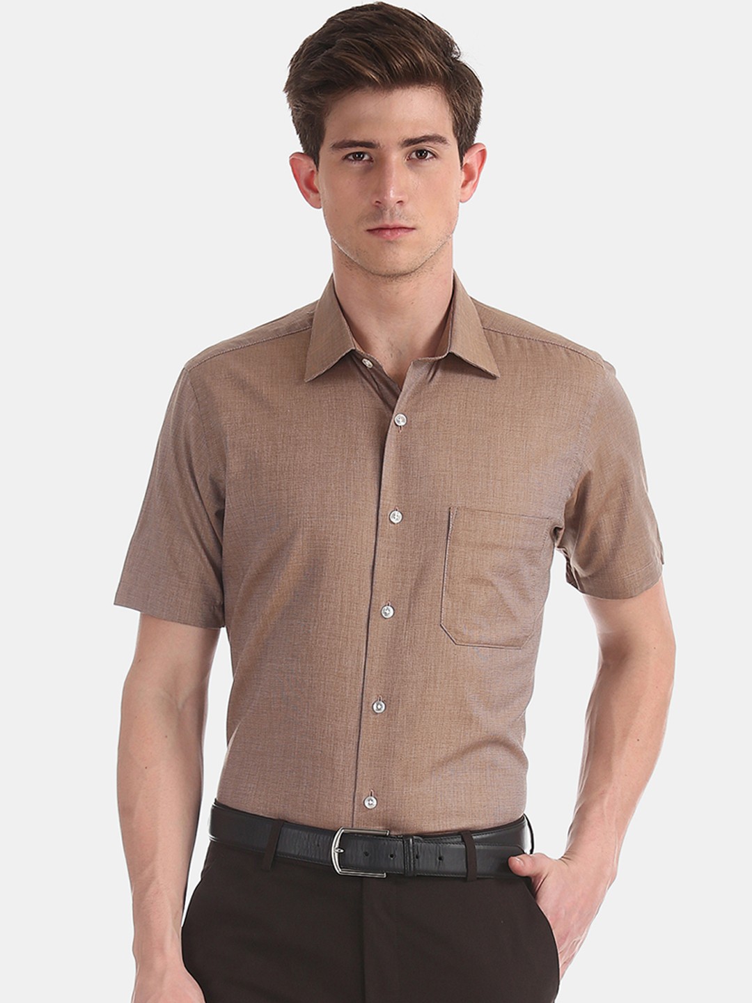 

Arrow Men Brown Regular Fit Self Design Formal Shirt