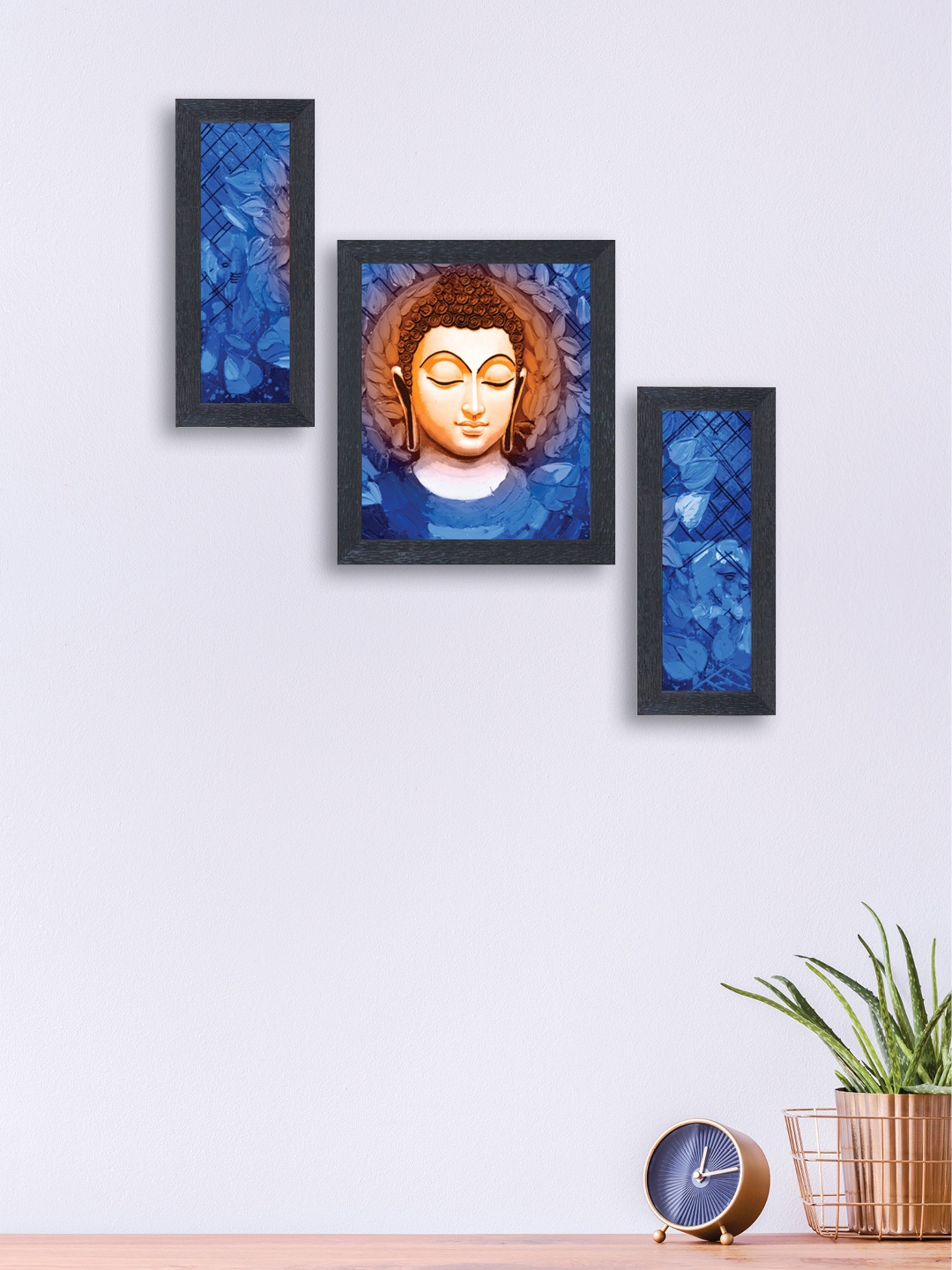 

nest ART Set of 3 Blue & Brown Synthetic Wood Wall Art