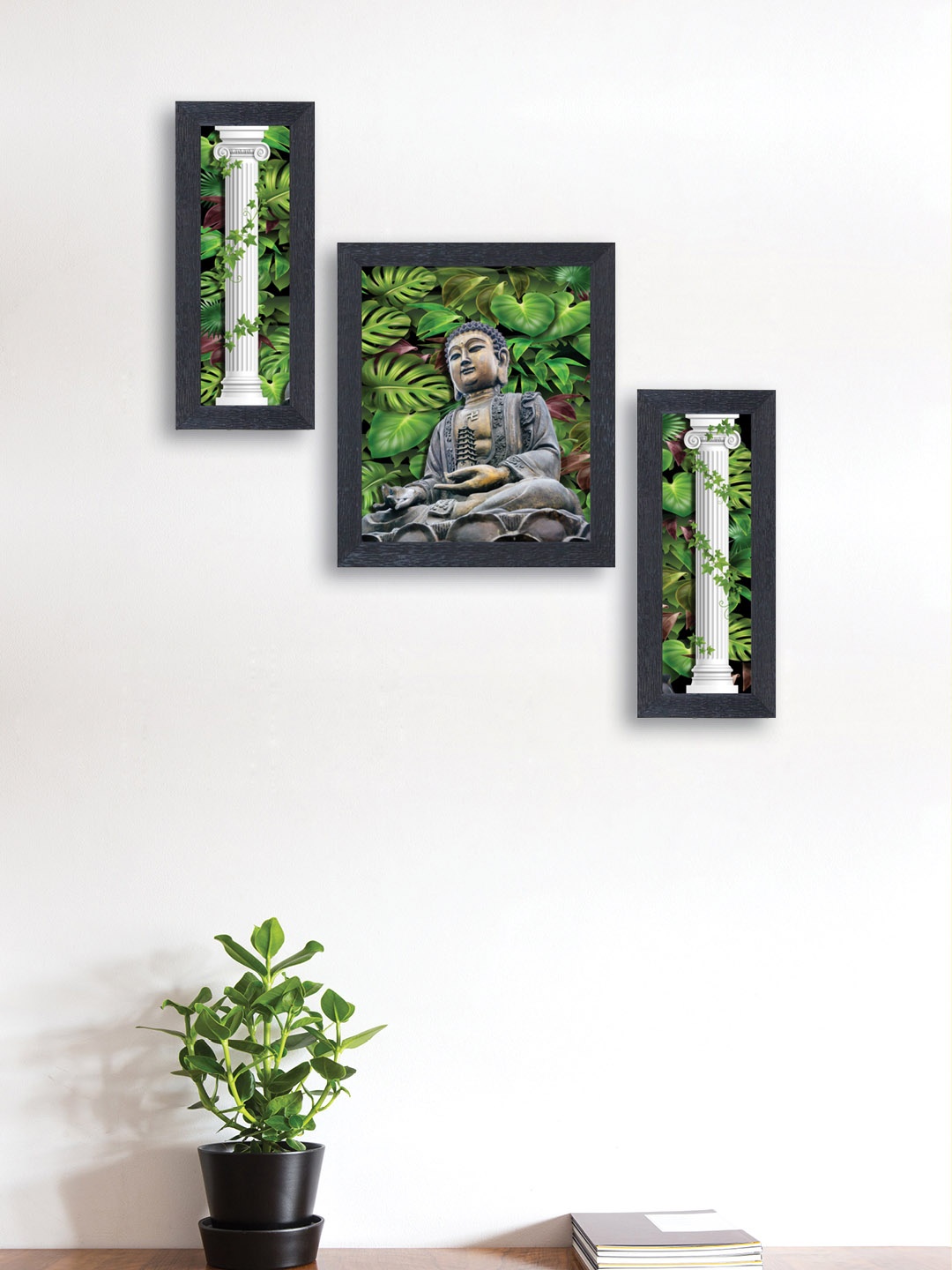 

nest ART Set of 3 Multicoloured Synthetic Wood Wall Art, Multi