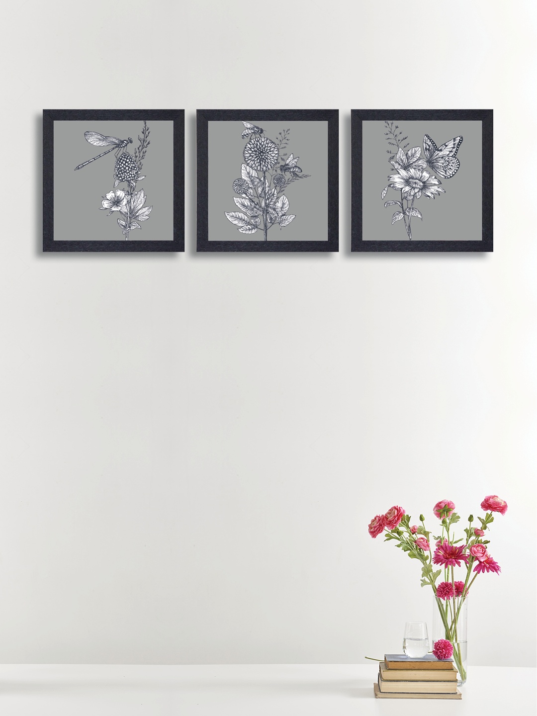 

nest ART Set of 3 Grey & Off White Synthetic Wood Wall Art