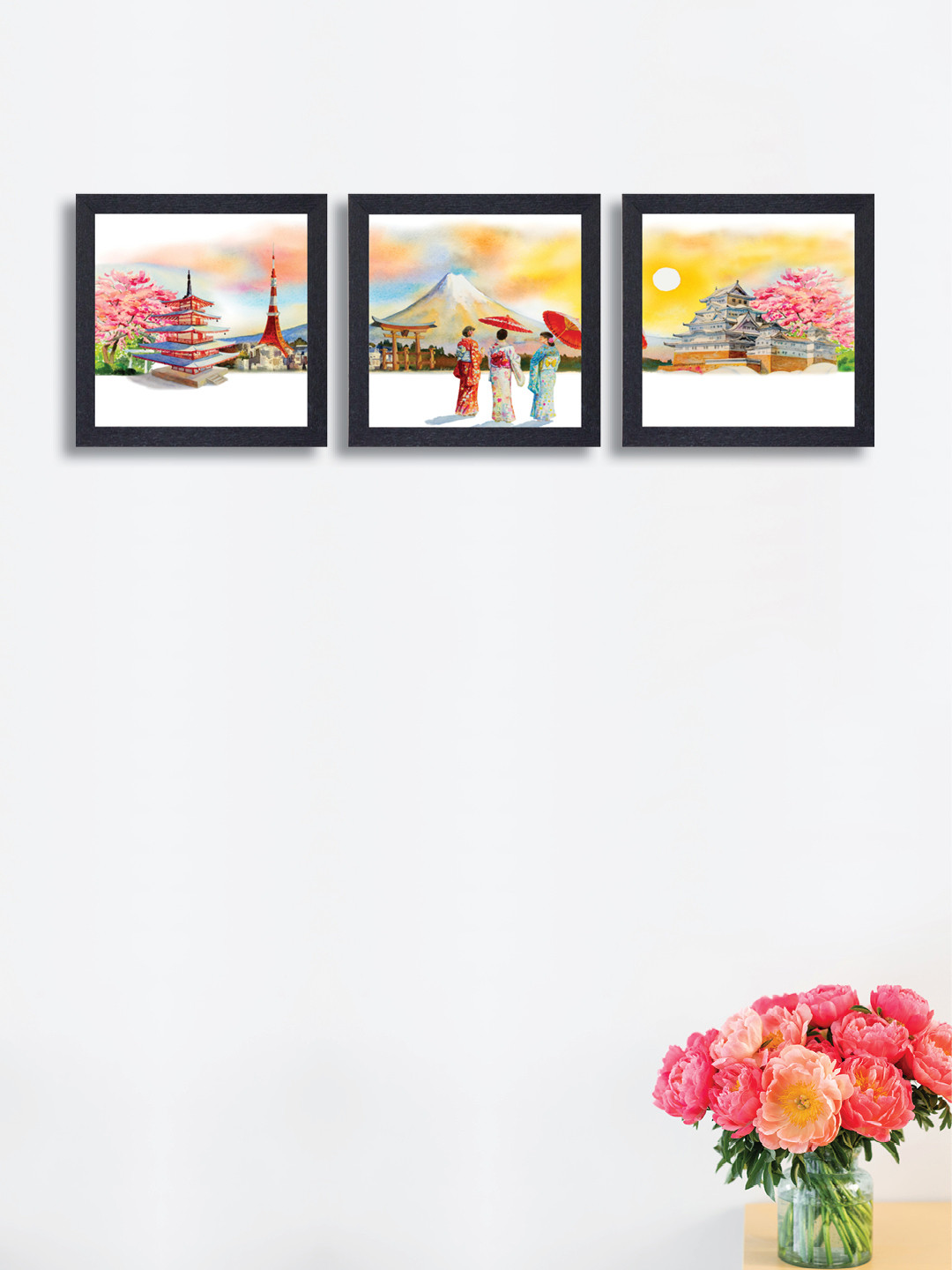 

nest ART Set of 3 Multicoloured Synthetic Wood Wall Art, Multi