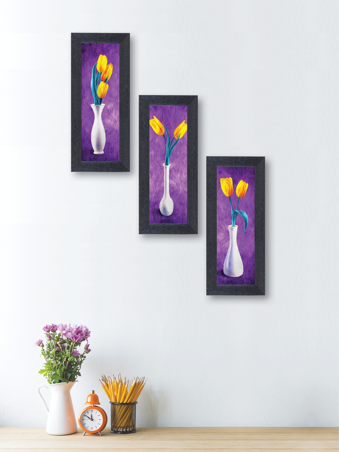 

nest ART Set of 3 Multicoloured Synthetic Wood Wall Art, Multi