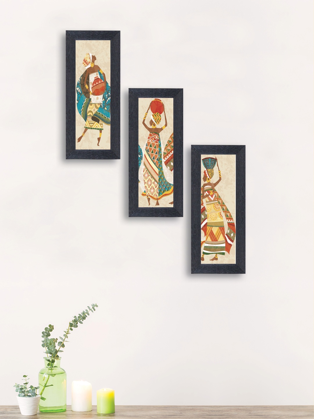 

nest ART Set of 3 Multicoloured Synthetic Wood Wall Art, Multi