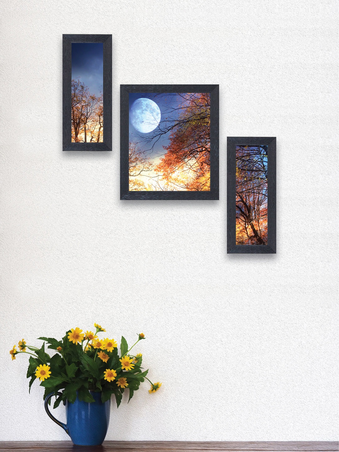 

nest ART Set of 3 Multicoloured Synthetic Wood Wall Art, Multi