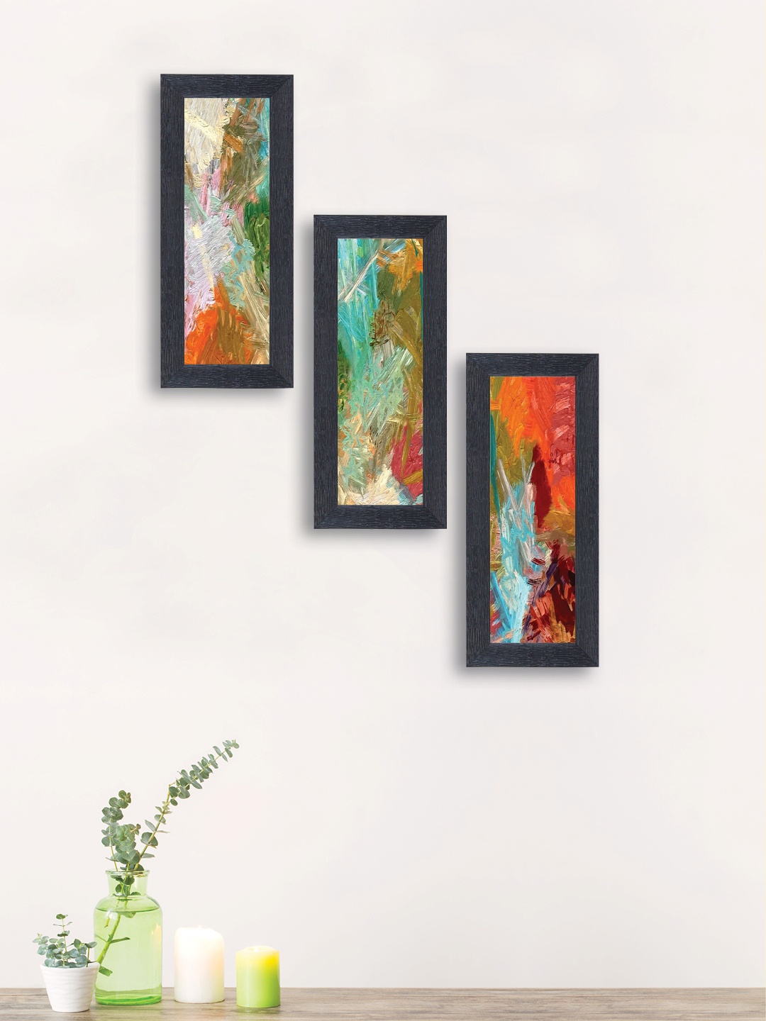 

nest ART Set of 3 Multicoloured Synthetic Wood Wall Art, Multi