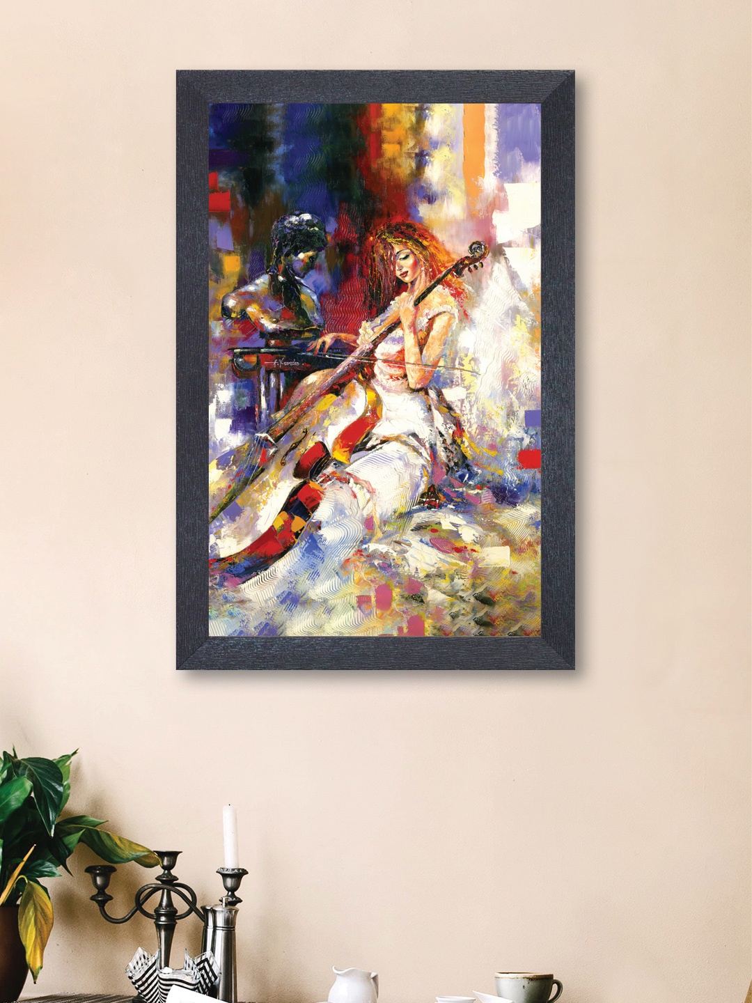 nest ART Multicolour Synthetic Wood Girl With Violin Wall Art, Multi