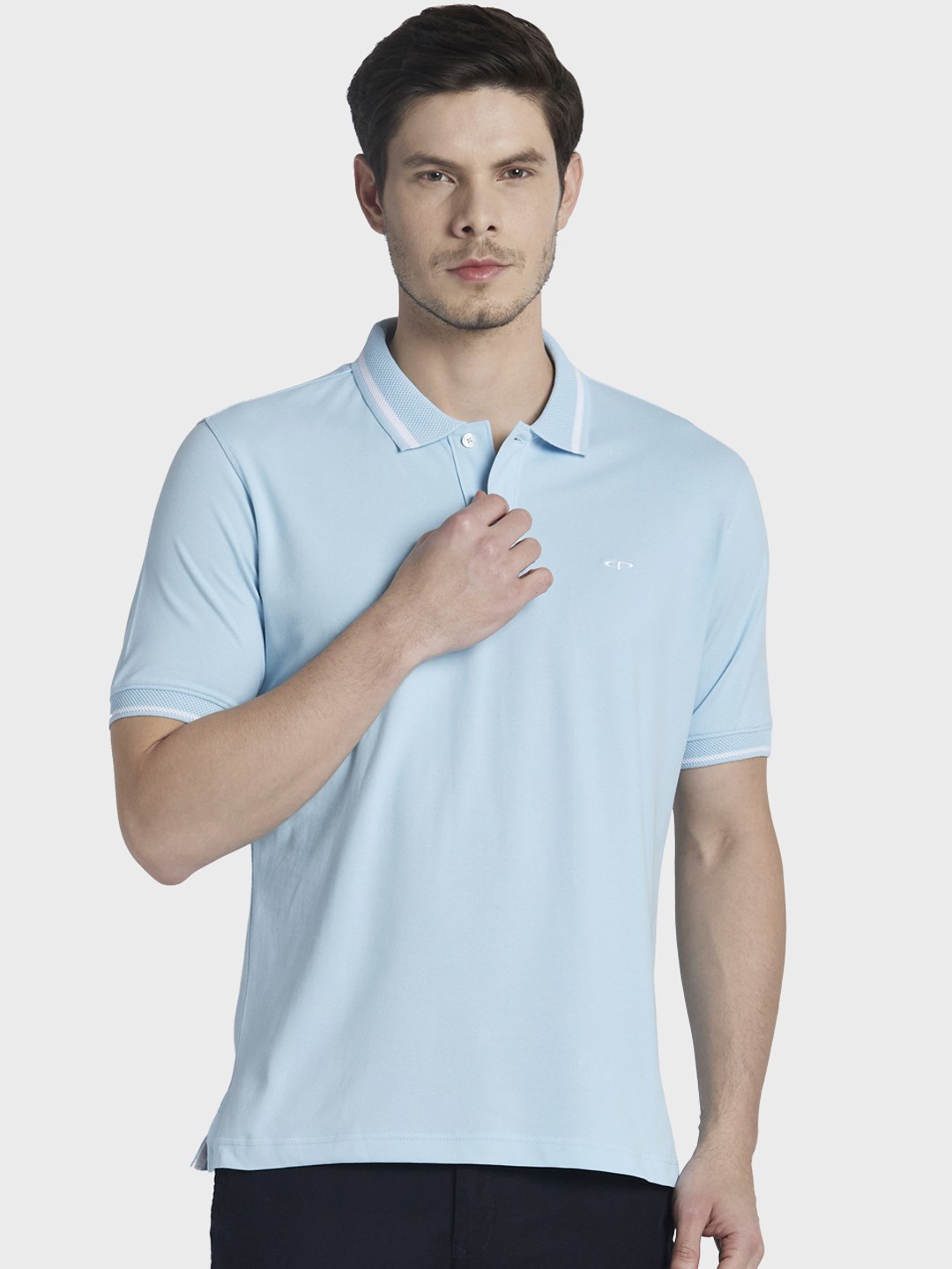 

ColorPlus Men Blue Solid Polo Collar T-shirt