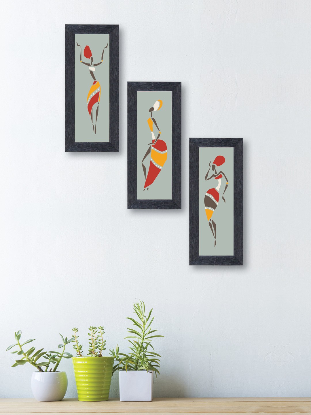 

nest ART Set of 3 Multicoloured Synthetic Wood Wall Art, Multi