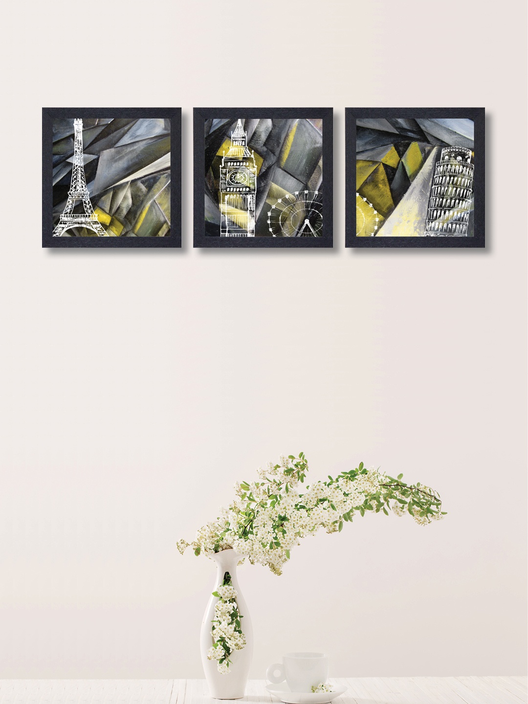 

nest ART Set of 3 Multicoloured Synthetic Wood Wall Art, Multi
