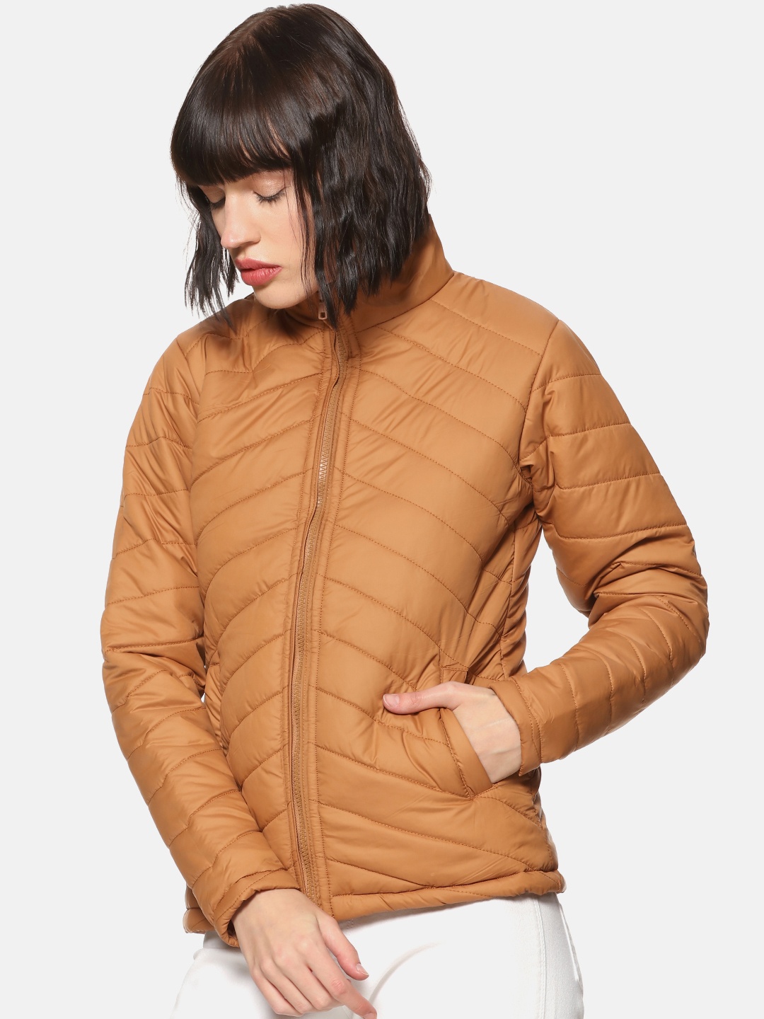 

Campus Sutra Women Brown Solid Jacket