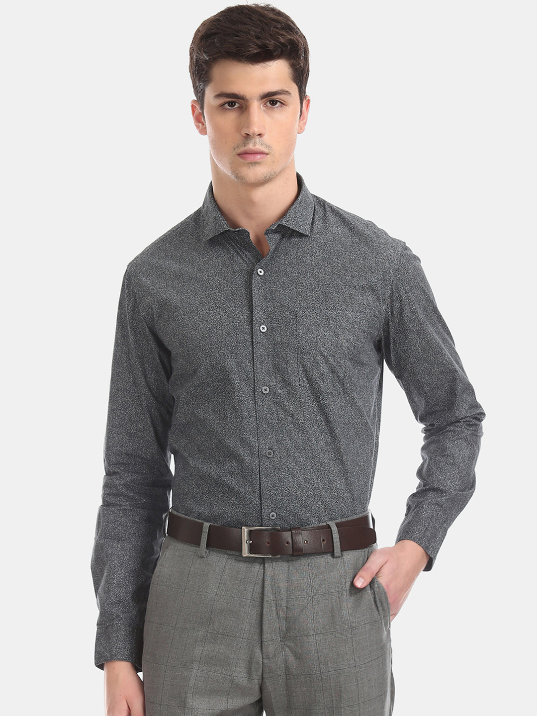 

Arrow Men Grey Slim Fit Printed Formal Shirt