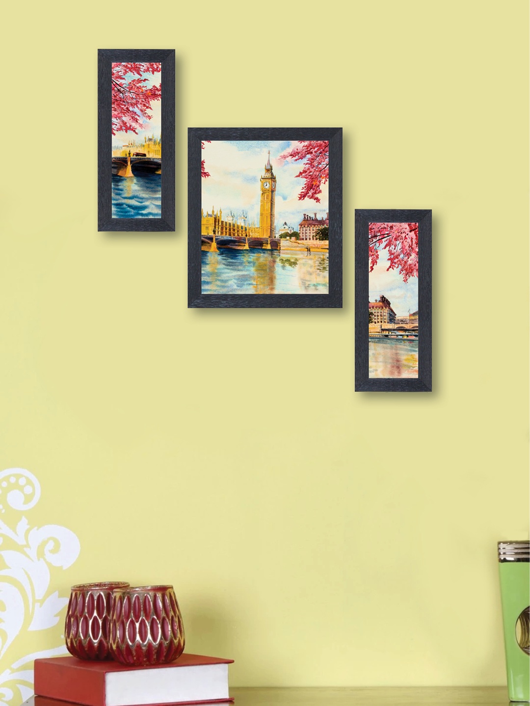 

nest ART Set of 3 Multicoloured Synthetic Wood Wall Art, Multi