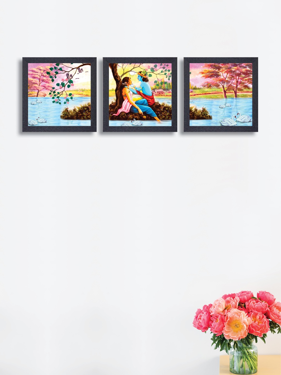 

nest ART Set of 3 Multicoloured Synthetic Wood Wall Art, Multi