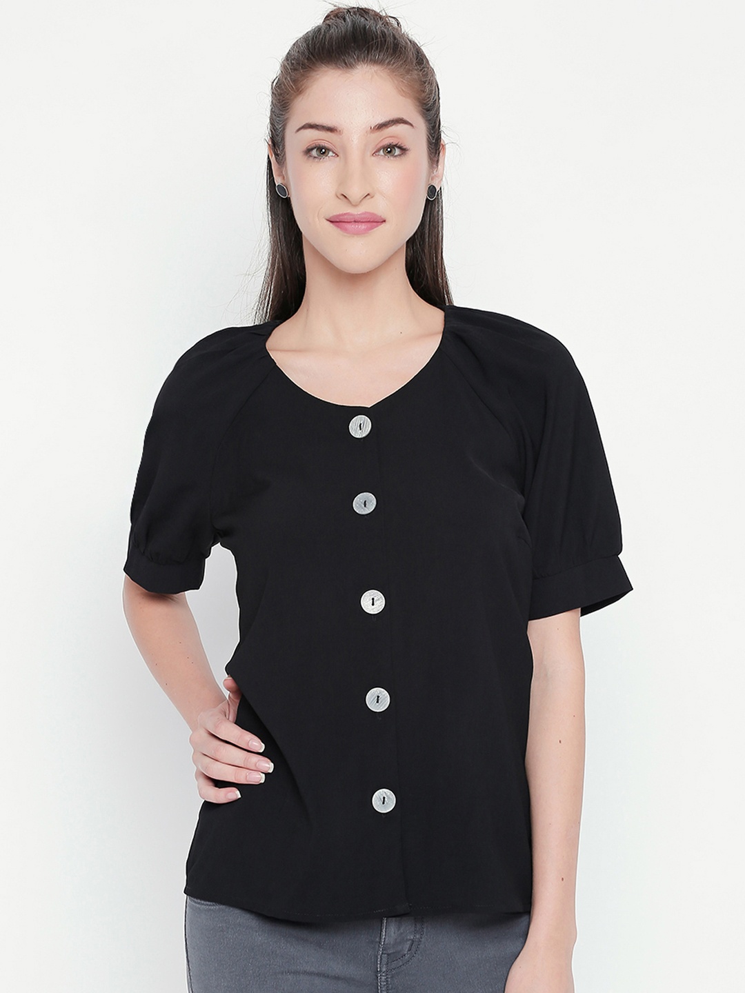 

Honey by Pantaloons Women Black Solid Top