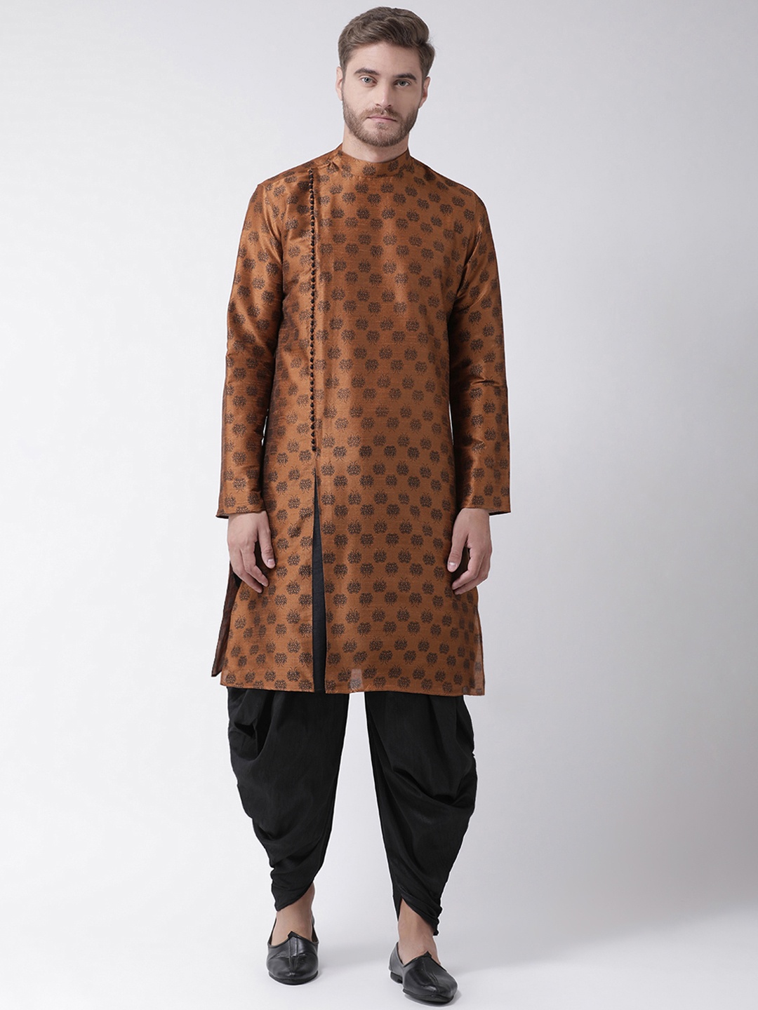 

DEYANN Men Copper-Toned & Black Printed Kurta with Patiala
