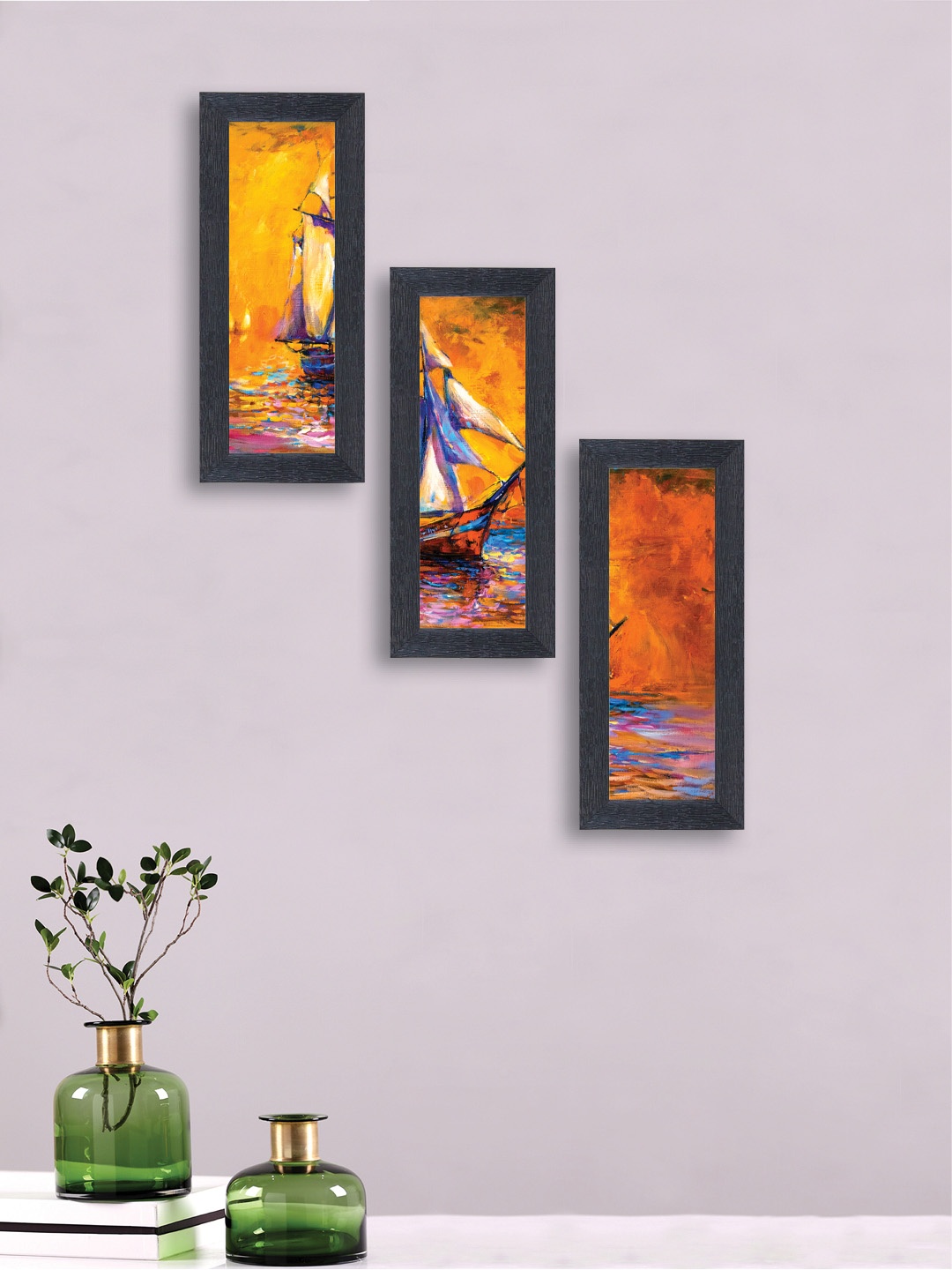 

nest ART Set of 3 Synthetic Wood Wall Art, Orange