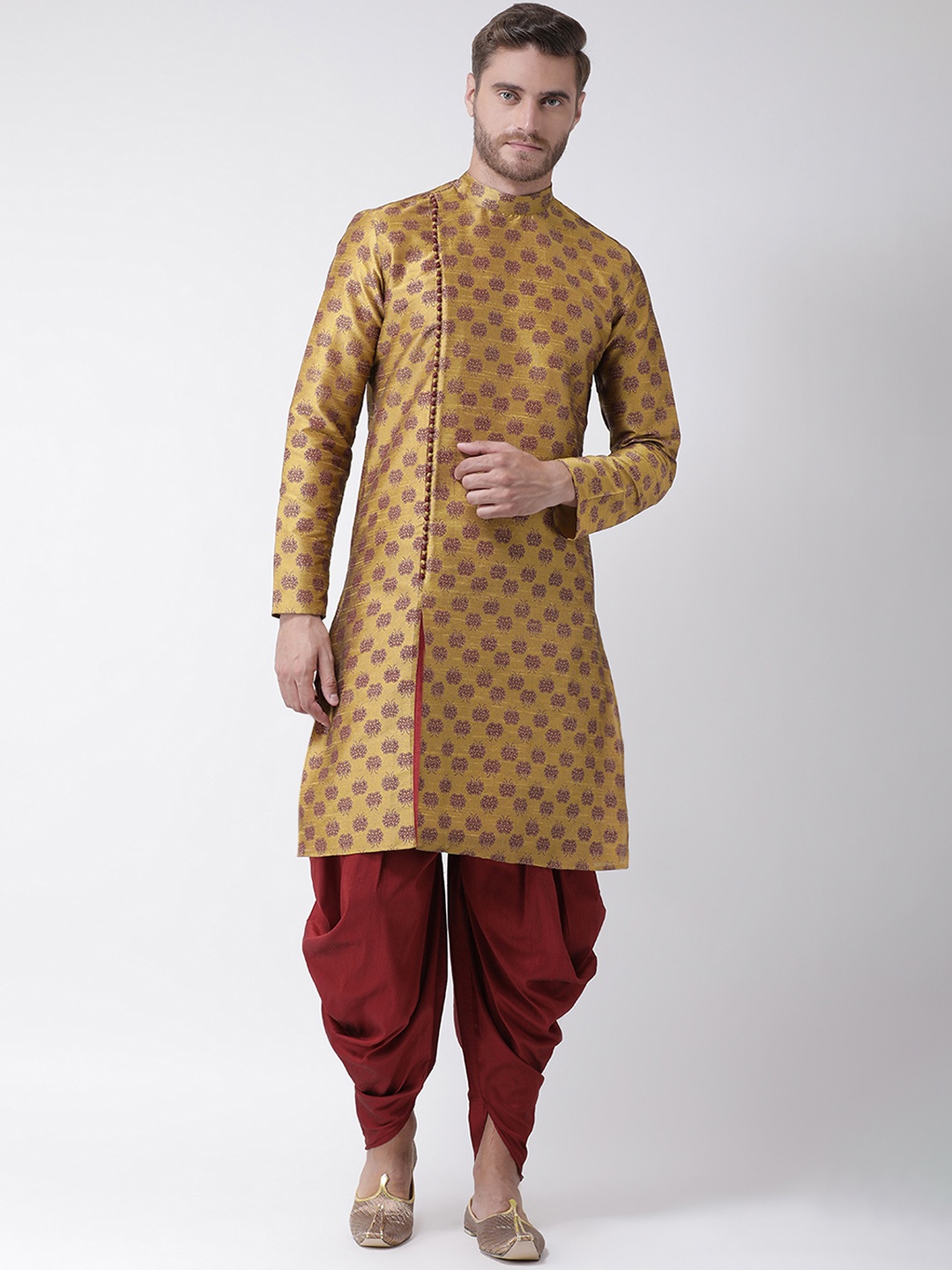 

DEYANN Men Brown & Red Printed Kurta with Patiala