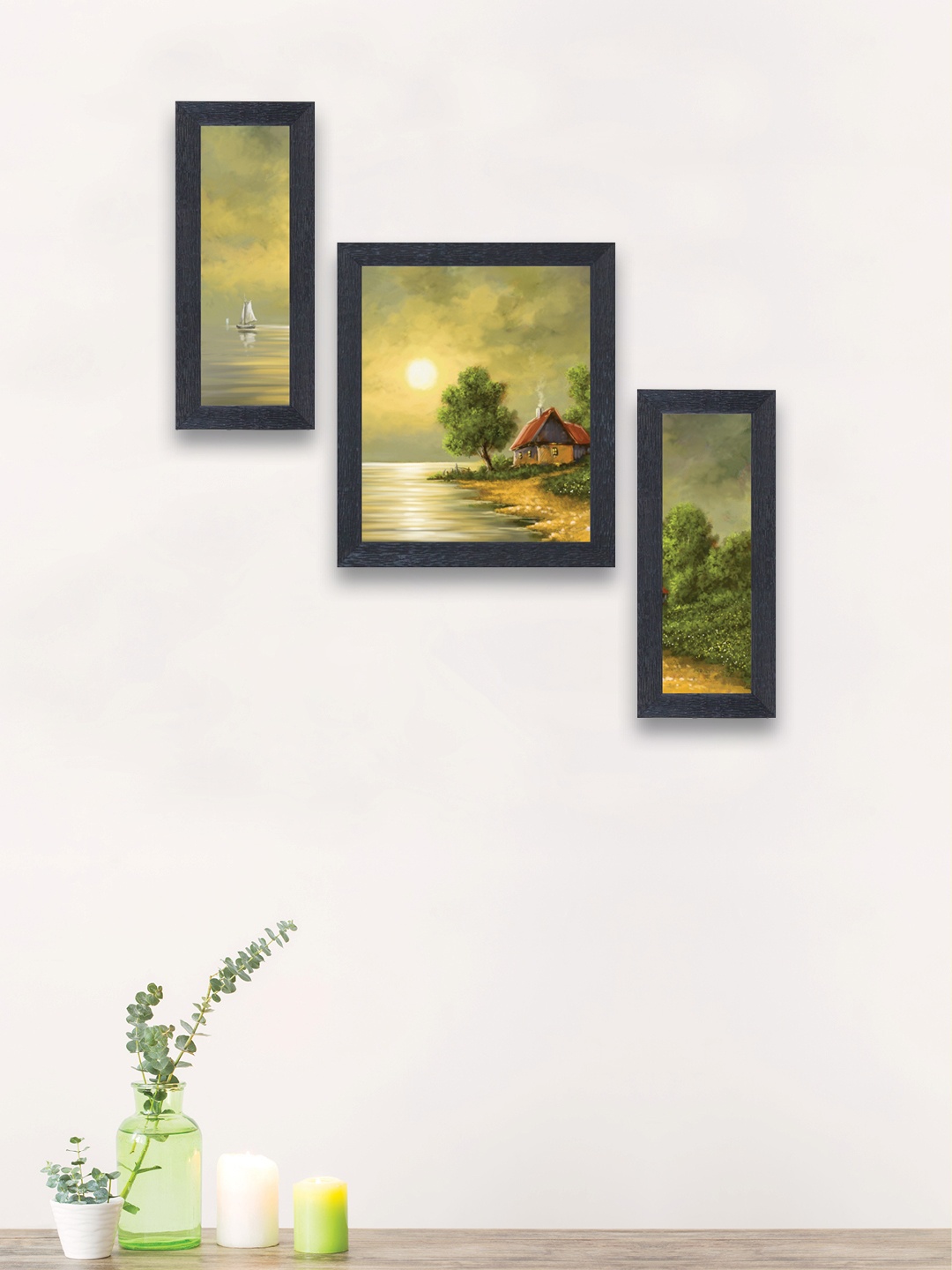 

nest ART Set of 3 Synthetic Wood Wall Art, Green