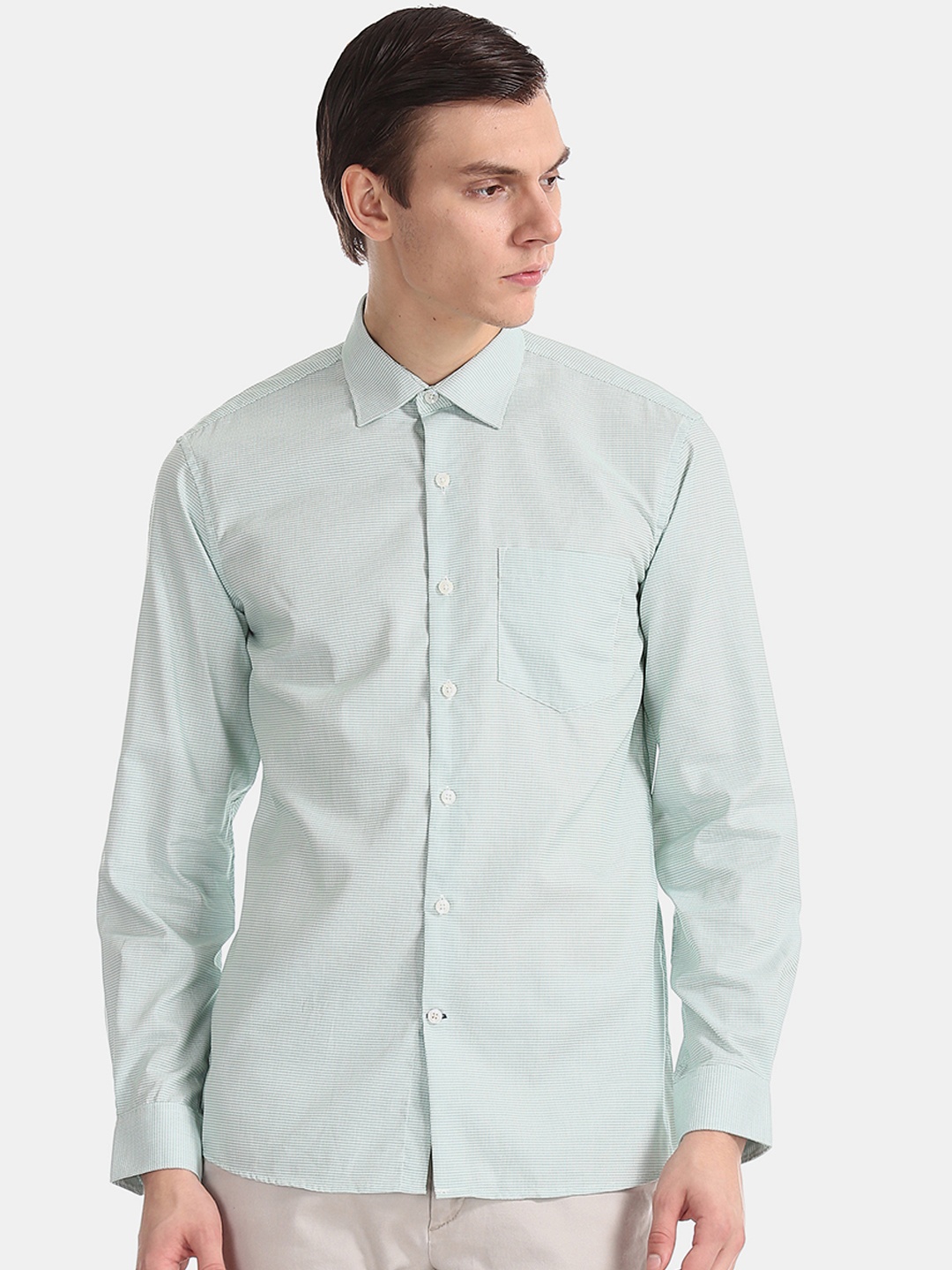 

Excalibur Men Green & White Slim Fit Checked Formal Shirt