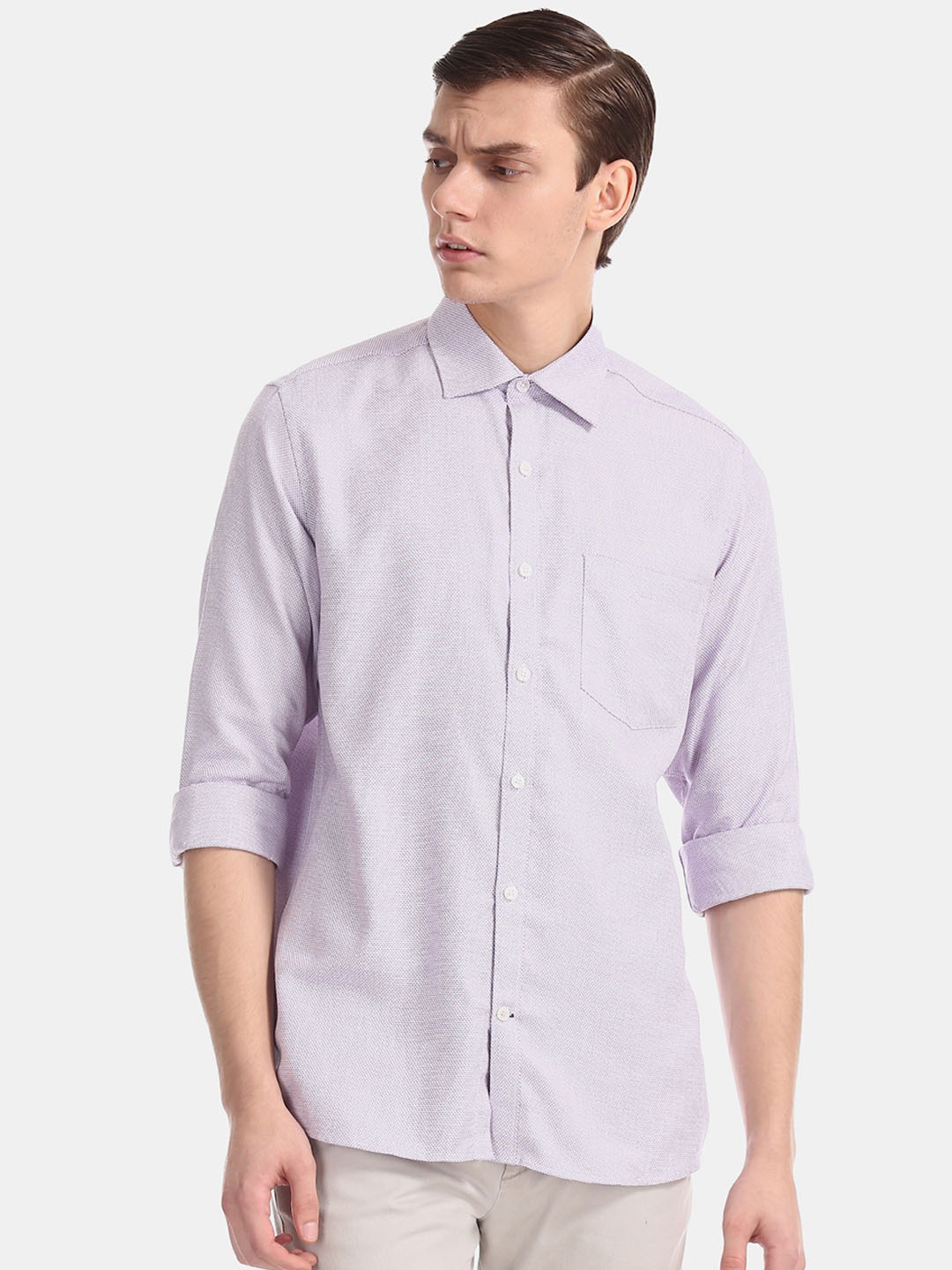 

Excalibur Men Purple Regular Fit Self Design Formal Shirt