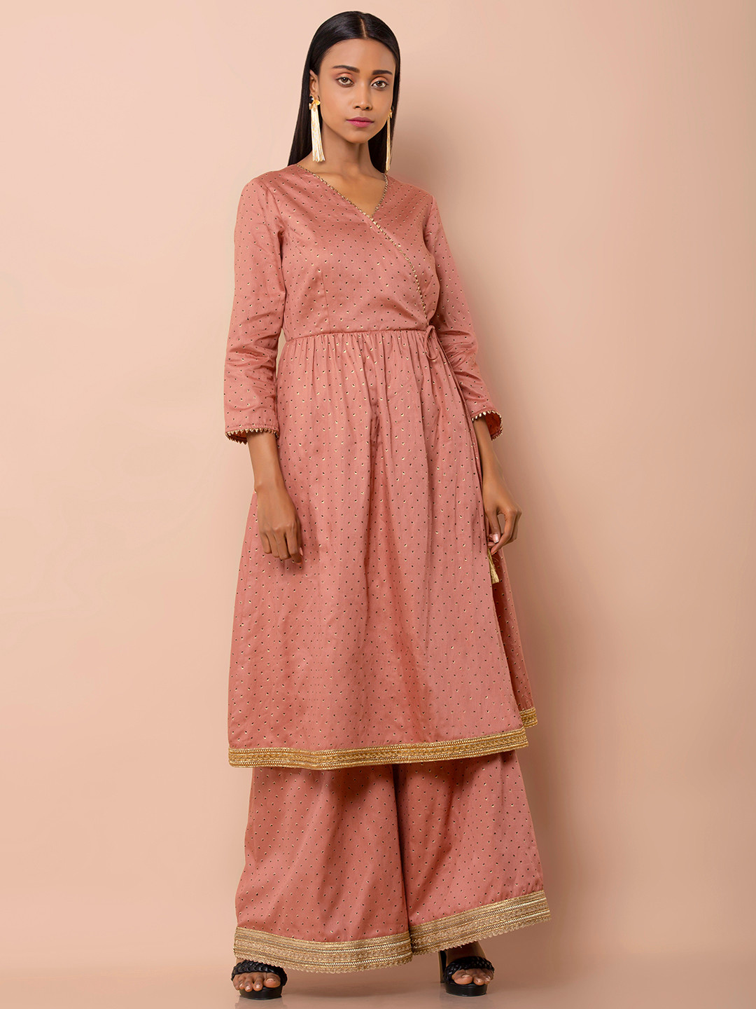

INDYA Women Pink Embellished Anarkali Kurta