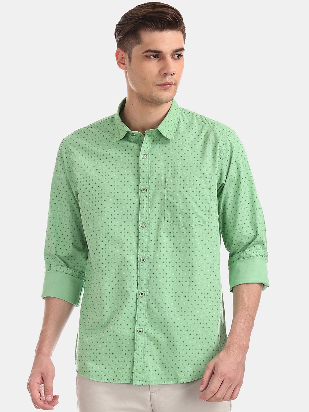 

Ruggers Men Green Regular Fit Printed Casual Shirt