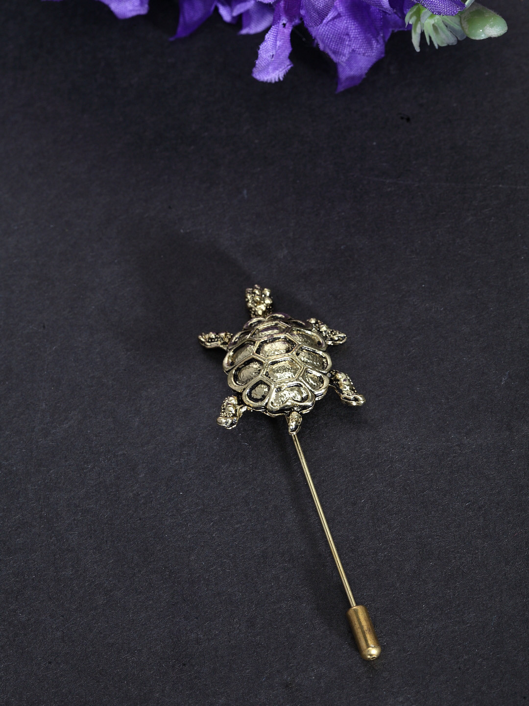 

Jewel Junction Men Gold-Toned Turtle Shaped Brooch