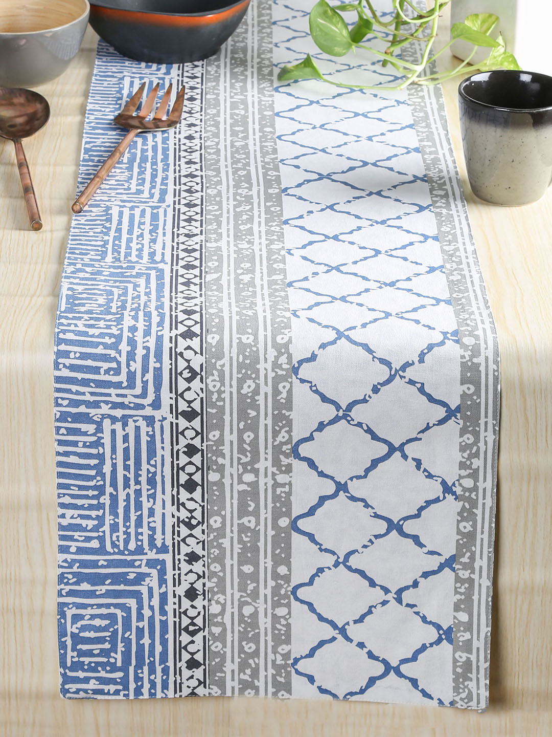 

House This Blue & White Printed Table Runner